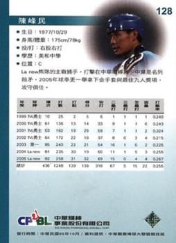 2005 CPBL #128 Feng-Ming Chen Back