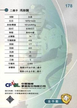 2005 CPBL #178 Sheng-Hsien Feng Back