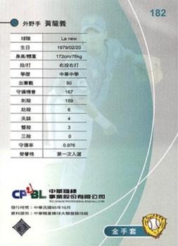 2005 CPBL #182 Lung-Yi Huang Back