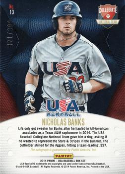 2014 Panini USA Baseball - Collegiate National Team Signatures #13 Nicholas Banks Back