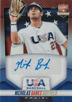 2014 Panini USA Baseball - Red and Blue Prizms Signatures #13 Nicholas Banks Front