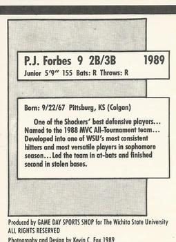 1989 Wichita State Shockers #NNO P.J. Forbes Back