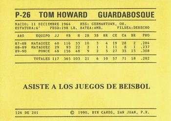 1989-90 BYN Puerto Rican Winter League #126 Tom Howard Back