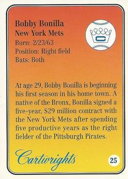 1992 Cartwrights Players Choice #25 Bobby Bonilla Back