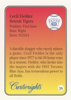 1992 Cartwrights Players Choice #38 Cecil Fielder Back