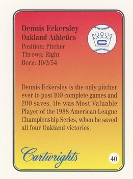 1992 Cartwrights Players Choice #40 Dennis Eckersley Back