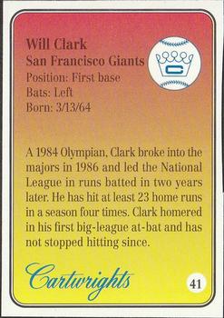1992 Cartwrights Players Choice #41 Will Clark Back
