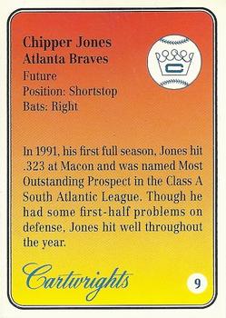 1992 Cartwrights Players Choice Silver #9 Chipper Jones Back