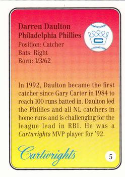 1992 Cartwrights Players Choice MVP #5 Darren Daulton Back