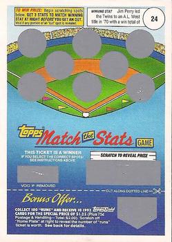 1992 Topps - Match the Stats Game #NNO Jim Perry Front