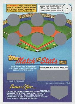 1992 Topps - Match the Stats Game #NNO Cecil Fielder Front