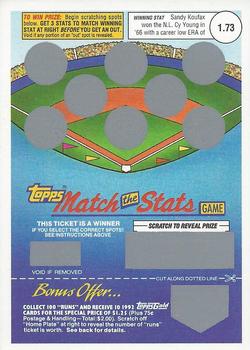 1992 Topps - Match the Stats Game #NNO Sandy Koufax Front