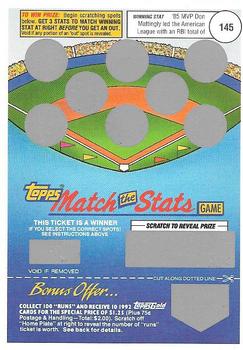 1992 Topps - Match the Stats Game #NNO Don Mattingly Front