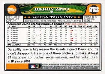 2008 Topps Emerald Nuts San Francisco Giants #SFG28 Barry Zito Back