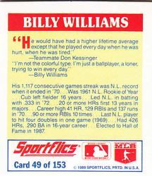 1989 Sportflics - The Unforgetables #49 Billy Williams Back