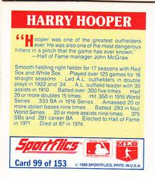 1989 Sportflics - The Unforgetables #99 Harry Hooper Back