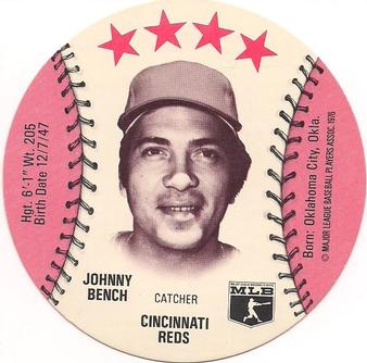 1976 Buckmans Discs #NNO Johnny Bench Front