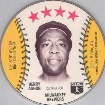 1976 Red Barn Discs #NNO Henry Aaron Front