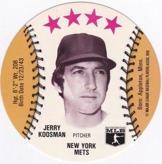 1976 Red Barn Discs #NNO Jerry Koosman Front
