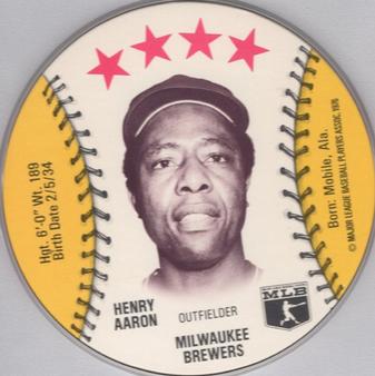 1976 Red Barn Discs #NNO Henry Aaron Front