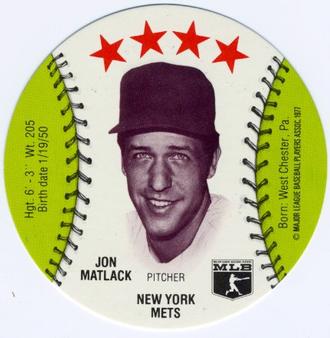 1977 Chilly Willee Discs #NNO Jon Matlack Front