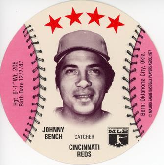 1977 Dairy Isle Discs #NNO Johnny Bench Front