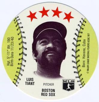 1977 MSA Blank Back Discs #NNO Luis Tiant Front