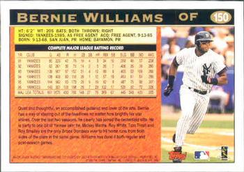 1997 Topps #150 Bernie Williams Back