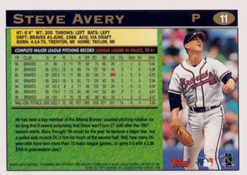 1997 Topps #11 Steve Avery Back