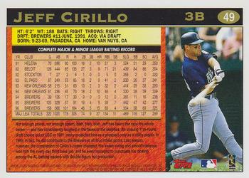 1997 Topps #49 Jeff Cirillo Back