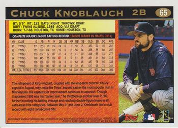 1997 Topps #65 Chuck Knoblauch Back