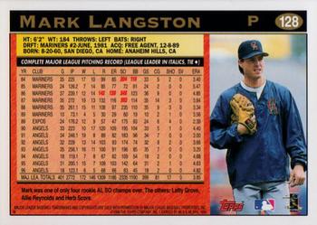 1997 Topps #128 Mark Langston Back