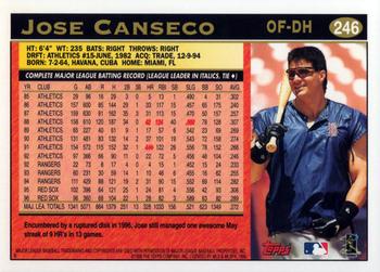 1997 Topps #246 Jose Canseco Back