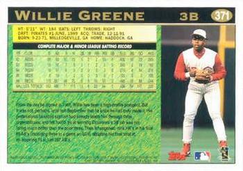 1997 Topps #371 Willie Greene Back