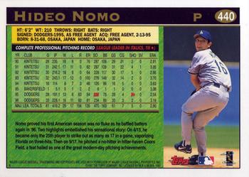 1997 Topps #440 Hideo Nomo Back