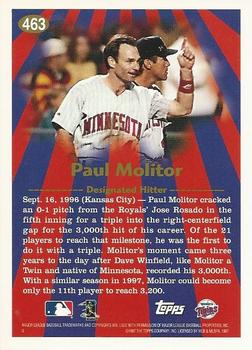 1997 Topps #463 Paul Molitor Back