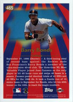 1997 Topps #465 Barry Bonds Back