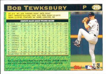 1997 Topps #219 Bob Tewksbury Back