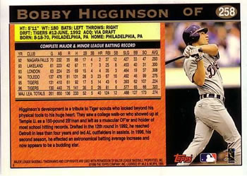 1997 Topps #258 Bobby Higginson Back