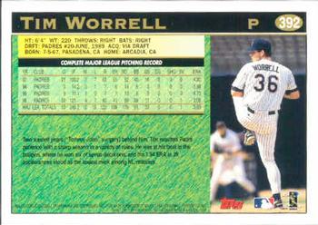 1997 Topps #392 Tim Worrell Back
