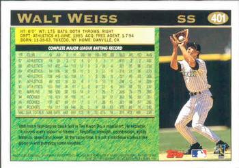 1997 Topps #401 Walt Weiss Back