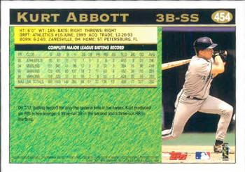 1997 Topps #454 Kurt Abbott Back