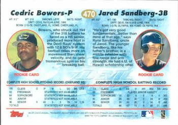 1997 Topps #470 Cedrick Bowers / Jared Sandberg Back