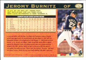 1997 Topps #475 Jeromy Burnitz Back