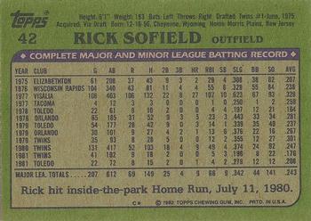 1982 Topps - Blackless #42 Rick Sofield Back