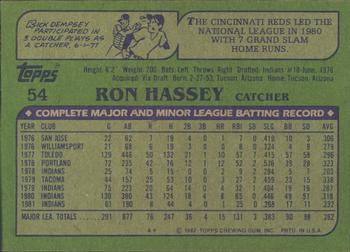 1982 Topps - Blackless #54 Ron Hassey Back