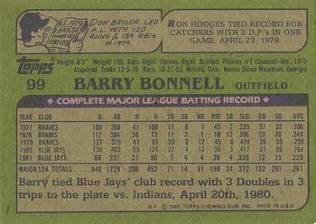 1982 Topps - Blackless #99 Barry Bonnell Back