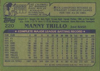 1982 Topps - Blackless #220 Manny Trillo Back
