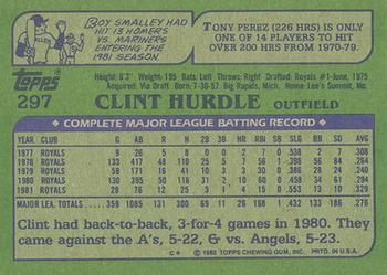 1982 Topps - Blackless #297 Clint Hurdle Back