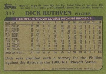 1982 Topps - Blackless #317 Dick Ruthven Back